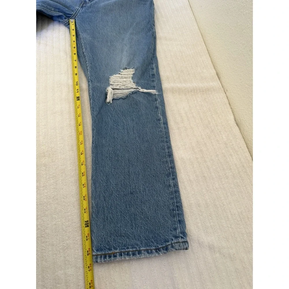 Levis Premium 501 W31 L28 Blue Cotton Ripped Straight‎ Leg Jeans Y2K